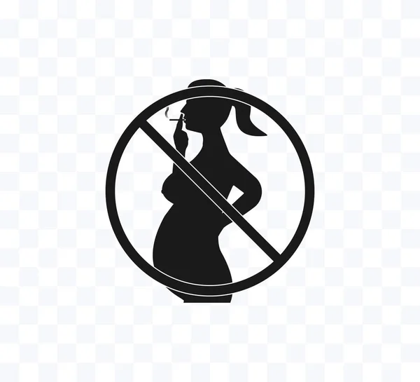 Pericolo per gravidanza, non fumare. Illustrazione vettoriale. Piatto . — Vettoriale Stock