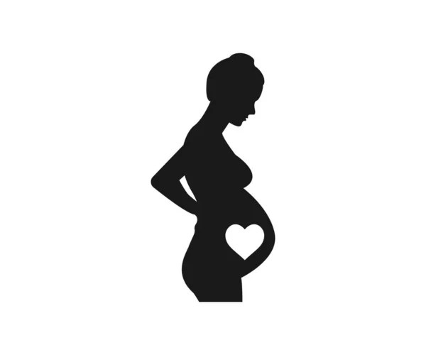 Femme enceinte, icône de la silhouette. Illustration vectorielle. Plat . — Image vectorielle