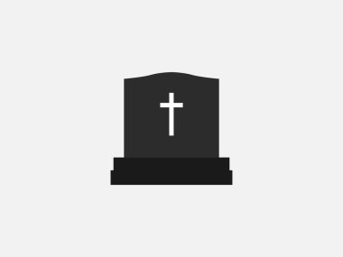 Vector illustration, flat design. Gravestone graveyard rip icon