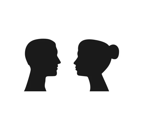 Векторні Ілюстрації Плоский Дизайн Жінка Чоловік Голова Силует — стоковий вектор