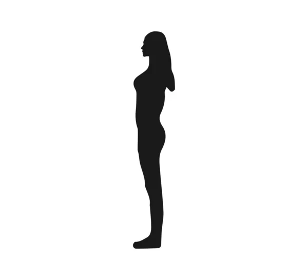Ilustración Vectorial Plano Mujer Silueta Vista Lateral — Vector de stock