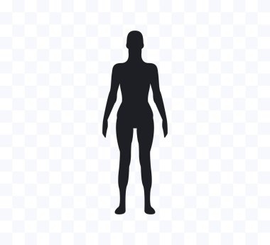 Vektör çizimi. Düz. Kadın silueti ön görünüm