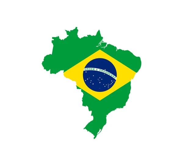 Ilustração Vetorial Design Plano Bandeira Mapa Brasil — Vetor de Stock