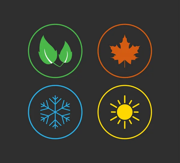 Vector Illustration Flat Design Four Season Icon — 스톡 벡터