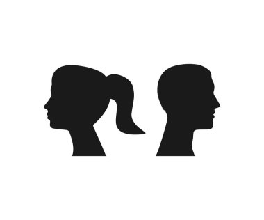 Kadın, erkek baş silueti Vektör illüstrasyonu