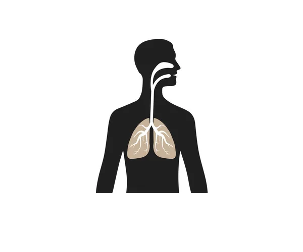 Lungs Man Body Silhouette Vector Illustration Flat — Stock Vector