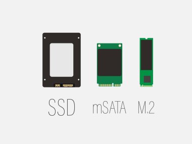 Vektör çizimi, düz tasarım. SSSD msata, M2 Ssd simgesi