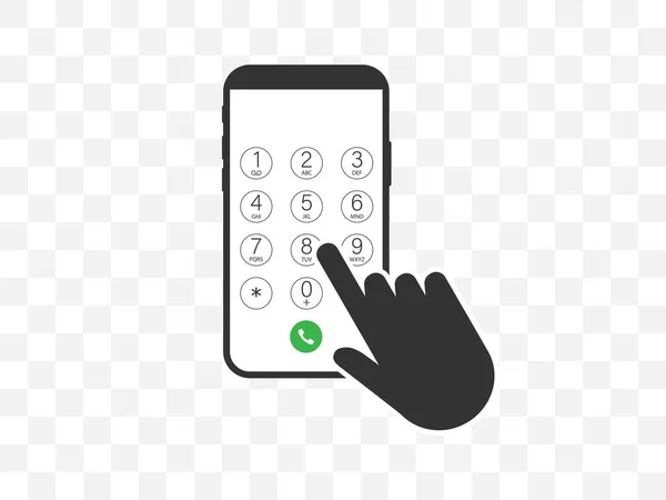 Keypad, smartphone in hand icon. Vector illustration, flat design. — Stock Vector