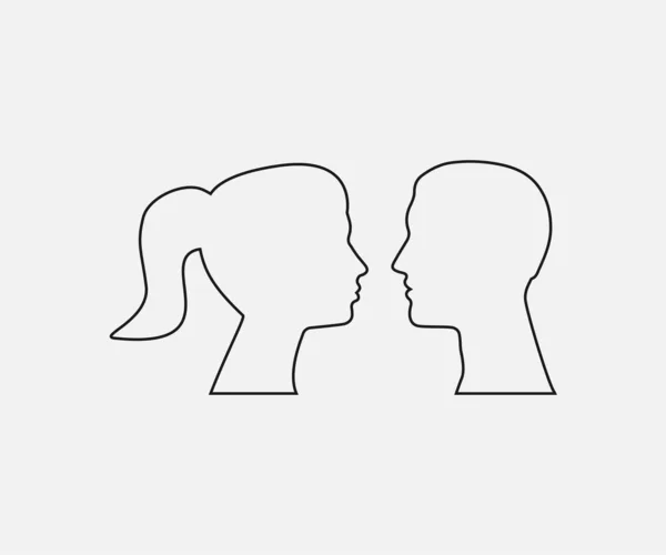 Mujer, silueta cabeza de hombre. Ilustración vectorial, diseño plano . — Vector de stock