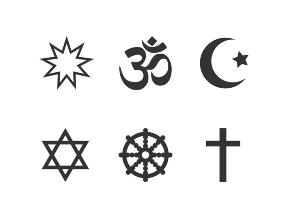 Vector Illustration Flat Design Religious Symbols Icon Set — Stock Vector