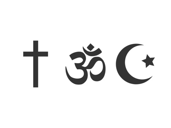 Vector Illustration Flat Design Religious Symbols Icon Set — Stock Vector