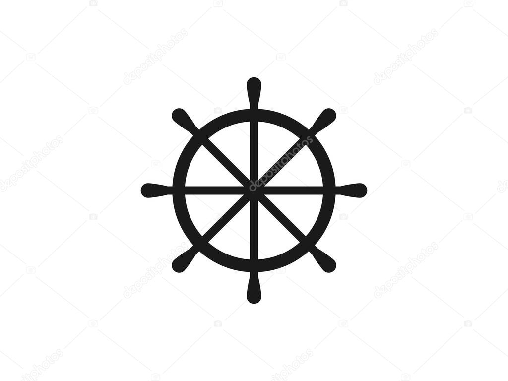 Vector illustration, flat design. Wheel of Dharma Buddhism icon