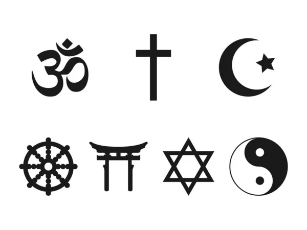 Vector Illustratie Plat Ontwerp Religieuze Symbolen Pictogram Ingesteld — Stockvector