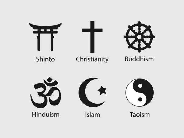 Illustration Vectorielle Design Plat Ensemble Icônes Symboles Religieux — Image vectorielle