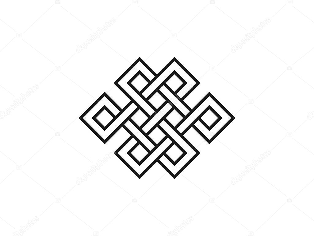 Vector illustration, flat design. Endless knot symbolism icon