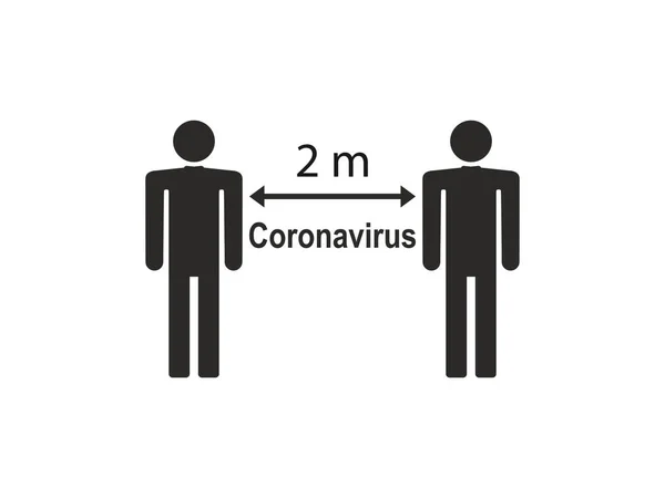 Jarak Sosial Gambar Coronavirus Vector Datar - Stok Vektor