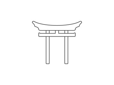 Japonca, shinto, torii simgesi. Vektör illüstrasyonu, düz tasarım.