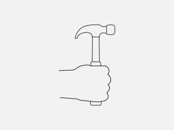 Vector Illustration Flat Design Hammer Hand Tool Icon — Stock Vector