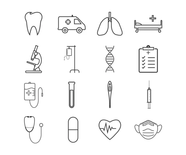 Vektor Illustration Flaches Design Medizinisches Symbolset Gesundheitswesen — Stockvektor