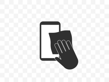 Vektör çizimi, düz tasarım. Telefon temizleme simgesini göster