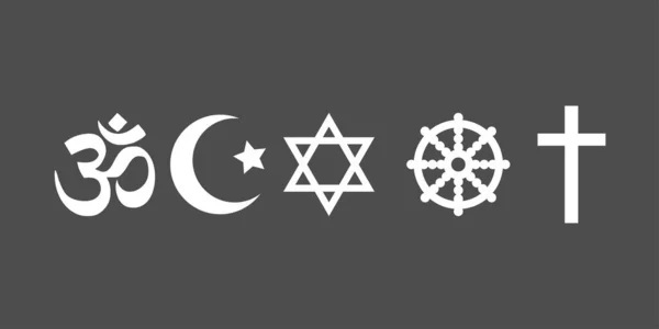 Ikon Simbol Agama Diatur Ilustrasi Vektor Datar - Stok Vektor