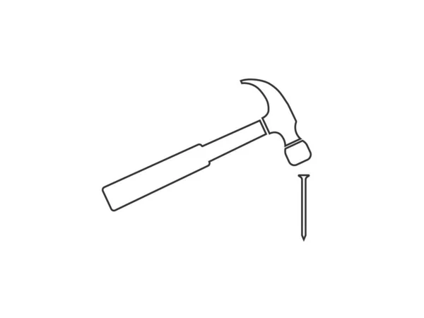 Vector Illustration Flat Design Hammer Nail Icon — Stock Vector