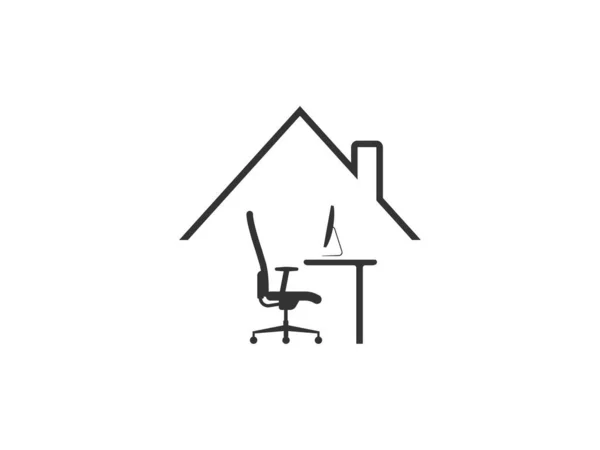 Trabajo Casa Icono Vector Ilustración Diseño Plano — Vector de stock