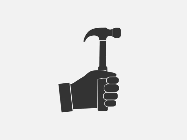 Vector Illustration Flat Design Hammer Hand Tool Icon — Stock Vector