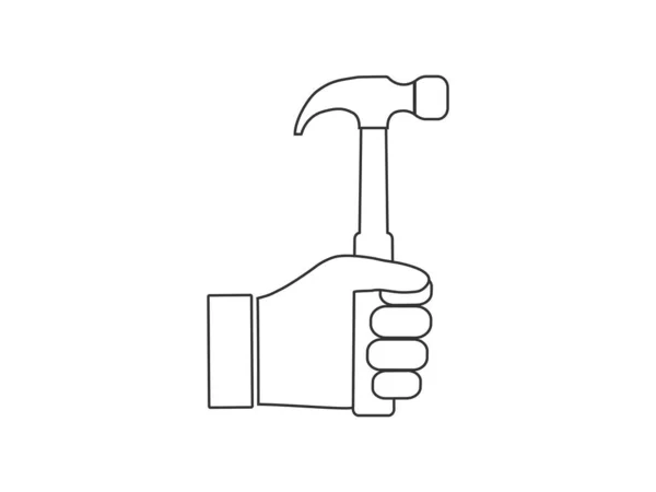 Martillo, mano, icono de la herramienta. Ilustración vectorial, diseño plano . — Vector de stock