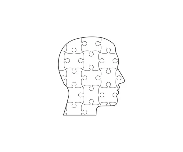 Vector Illustration Flat Design Human Head Puzzle Icon — Stock Vector