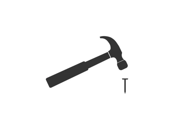 Vector Illustration Flat Design Hammer Nail Icon — Stock Vector