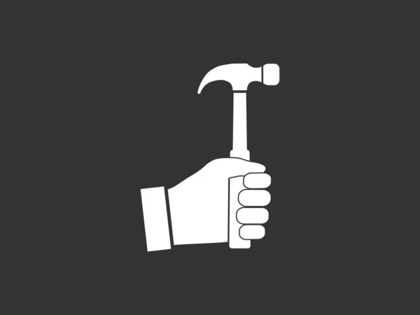 Martelo, mão, ícone da ferramenta. Ilustração vetorial, design plano . — Vetor de Stock