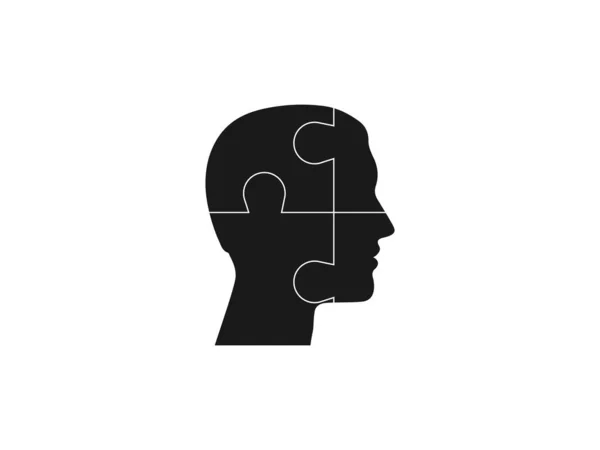 Vector Illustration Flat Design Human Head Puzzle Icon — Stock Vector