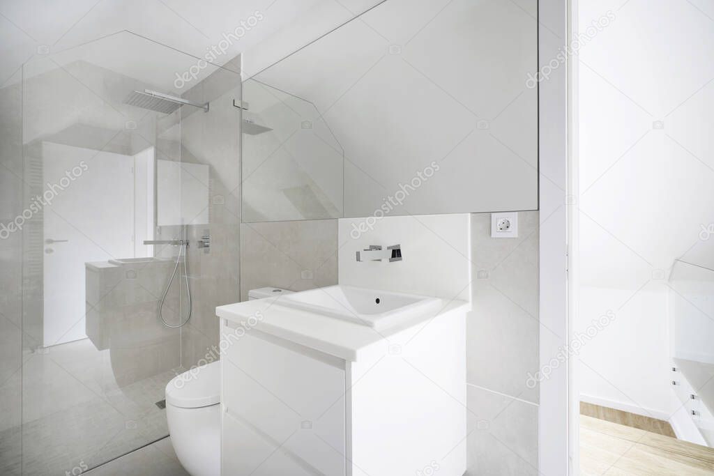 Home interior, modern bathroom.
