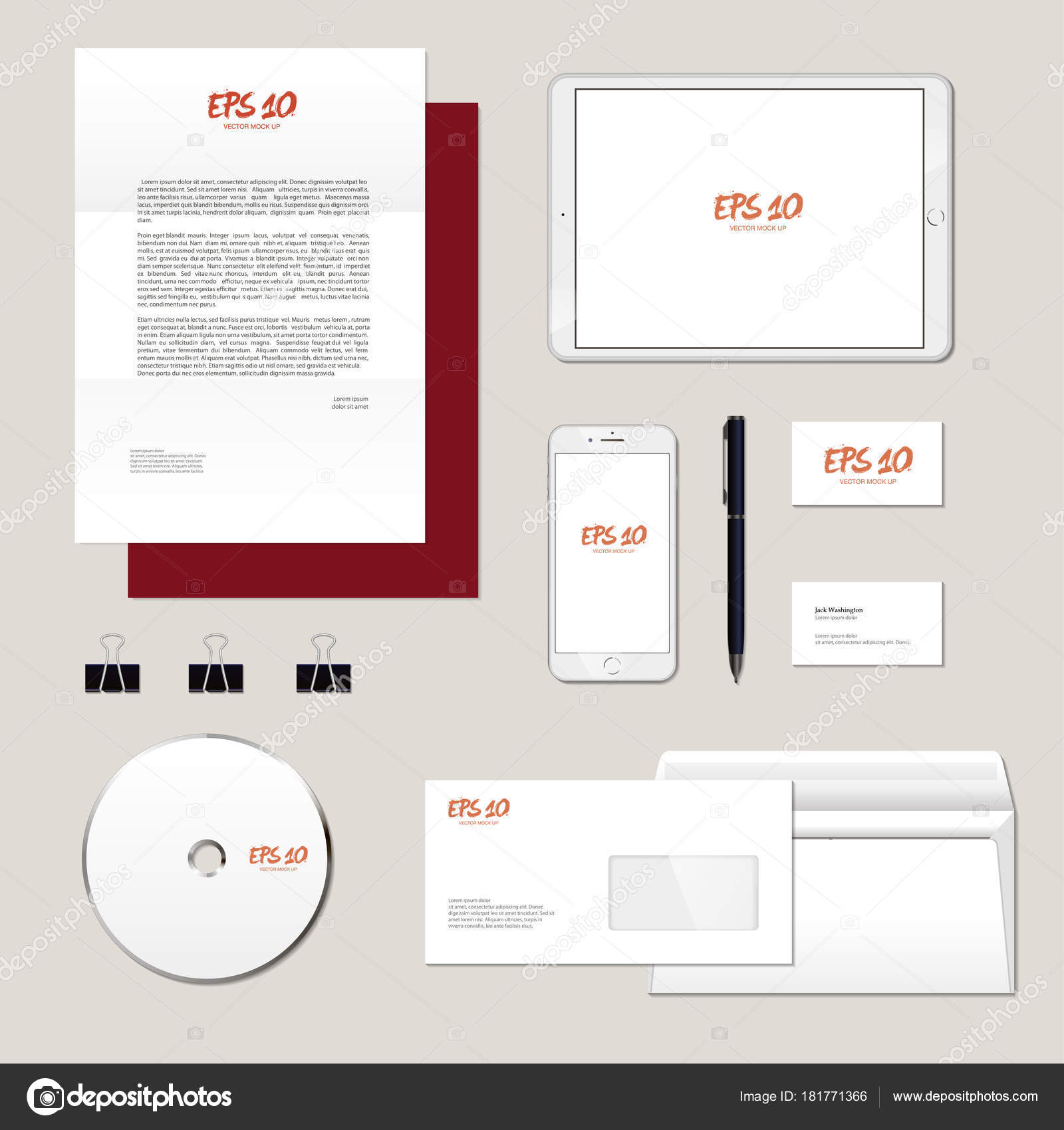 realistic corporate brand identity mockup set business stationery