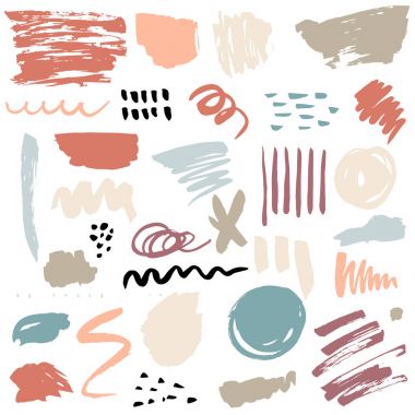 fırça darbeleri ve boya splatters vektör set