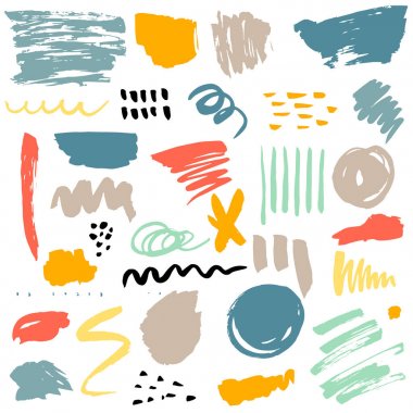 Metin kutuları kalınfırça darbeleri. Vektör fırça set. Grunge tasarım öğeleri. Kirli doku afiş. Mürekkep splatters. Boyalı nesneleri.