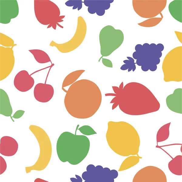 Modèle Vectoriel Sans Couture Fruits Sur Blanc — Image vectorielle