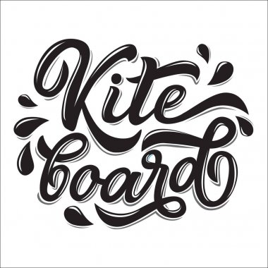 Kiteboard logosu beyaz arka plan üzerinde izole grafiti tarzı yazı. Vektör çizim tasarım t-shirt, afiş, etiketleri, giyim, giyim, su doğa sporları Yarışması.