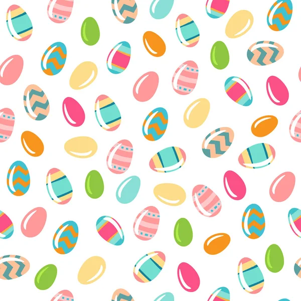 Vector Seamless Simple Pattern Ornamental Eggs Easter Holiday Colorful Background — Stock Vector