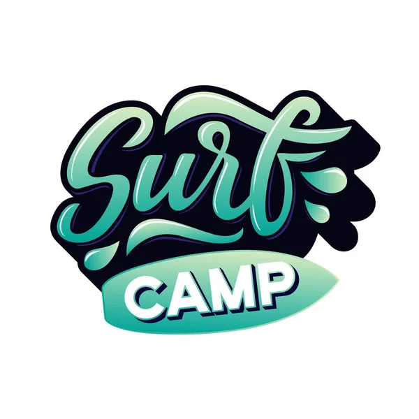 Surf Camp Texto Para Logotipo Desgaste Campo Esportes Viagem Banner — Vetor de Stock