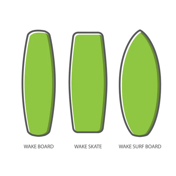 Tabla Despertar Skate Despertar Set Iconos Surf Despertar Equipo Vectores — Vector de stock