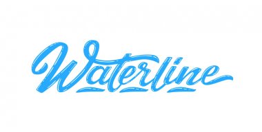 Su hattı metin logo, rozet ve simge için. Vektör çizim tasarım t-shirt, afiş, etiketleri, giyim, giyim, doğa sporları Yarışması. El yazısıyla yazılan yazı vektör çizim. 