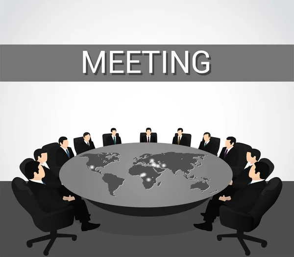 Zakelijke bijeenkomst. Een groep zakenlieden onderhandelt aan de tafel, — Stockvector