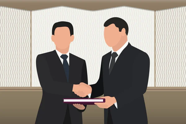 Um homem de negócios, um funcionário, um político.Handshake, conclusão de um negócio bem sucedido . — Vetor de Stock