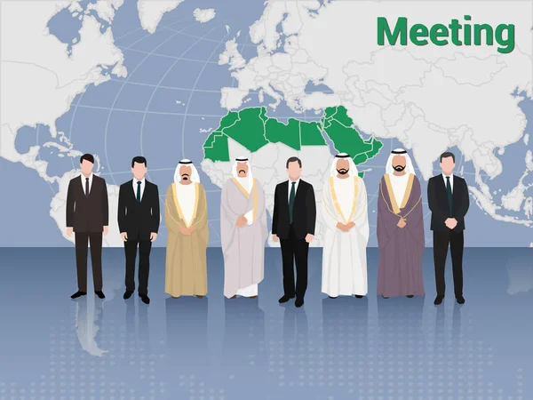 Toppmötet i arabiska och Europeiska affärsmän och politik — Stock vektor