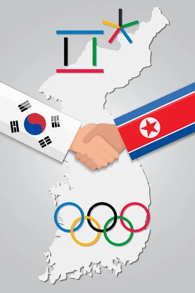 Korea Utara dan Korea Selatan Handshake Winter Olimeiada Logo - Stok Vektor