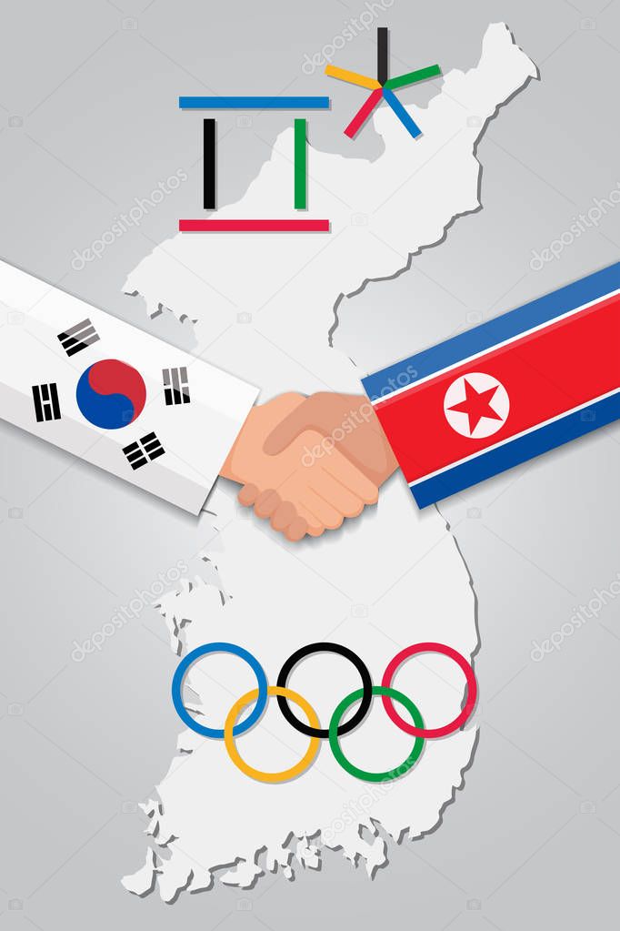 Symbolic handshake between northern Korea and southern in the eve of the Olympics