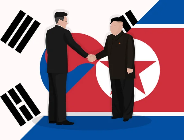 Handshake of Korean leaders North Korea and South Korea — Stock Vector