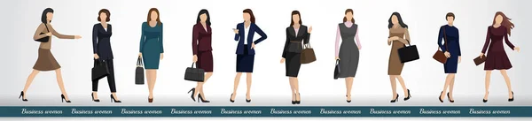 Bir grup iş kadın zarif iş uygun — Stok Vektör